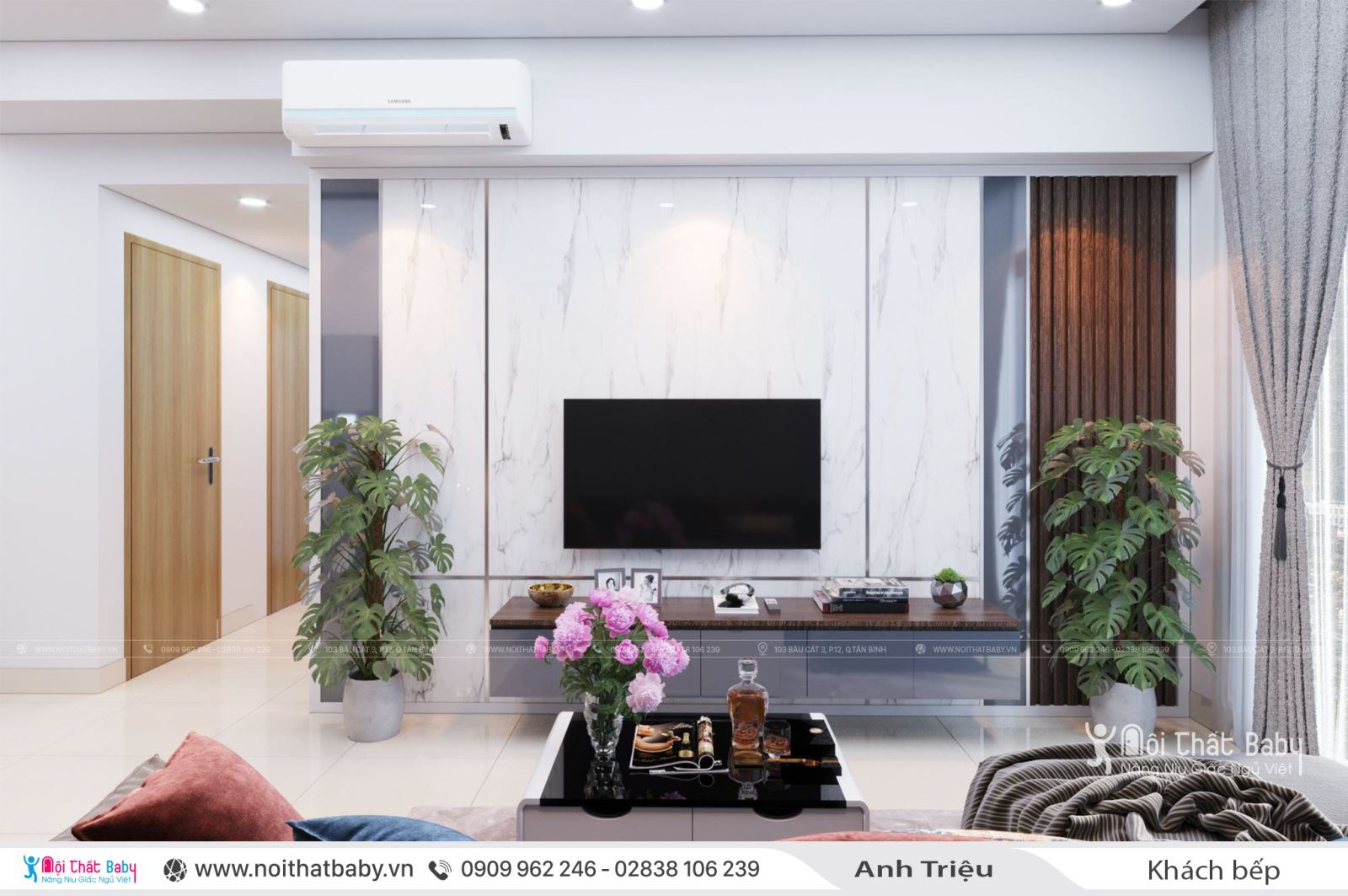 Thiết kế nội thất nguyên căn nhà anh Triệu tại Emerald Celadon City 72m2